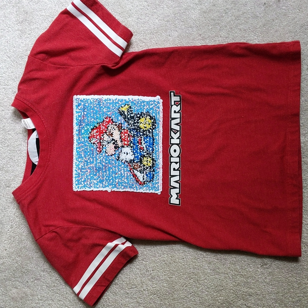 H & M Mario Kart Flip Sequin Shirt